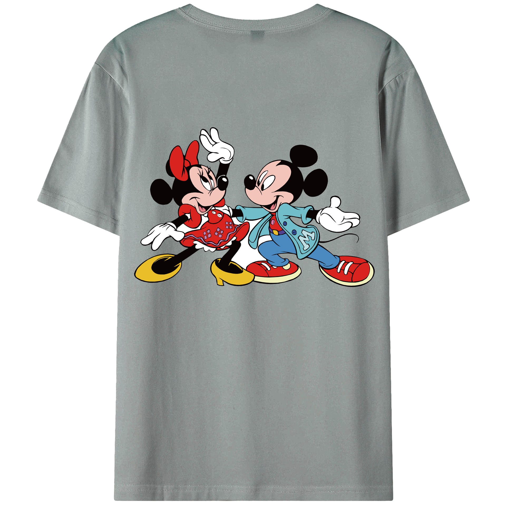 ミッキーマウス Mickey Mouse 綿100％ メンズ半袖Tシャツ（バックプリント） 通気性